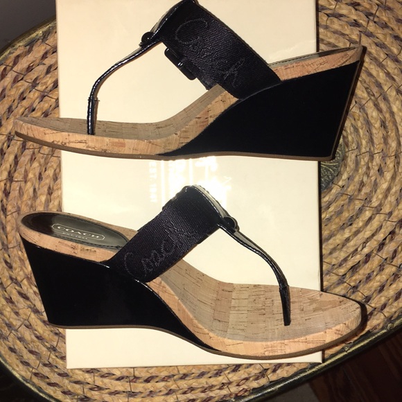 NWT Coach Bernadette Patent and Nylon Banded Wedge - Picture 4 of 8